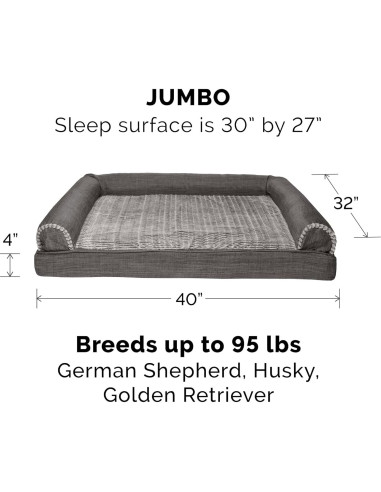 Cama ortopédica para perros Furhaven Jumbo Carbón 102x81cm