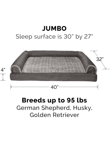 Cama ortopédica para perros Furhaven Jumbo Carbón 102x81cm