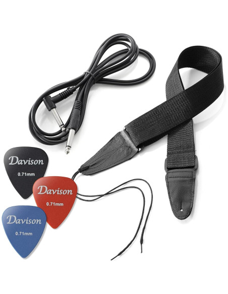 Guitarra Eléctrica Davison 99 cm Completa Negra con Accesorios