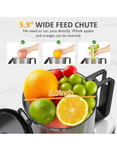 Extractor de Jugo Lento SUNVIVI 250W con Embudo 15cm Fácil Limpieza 2