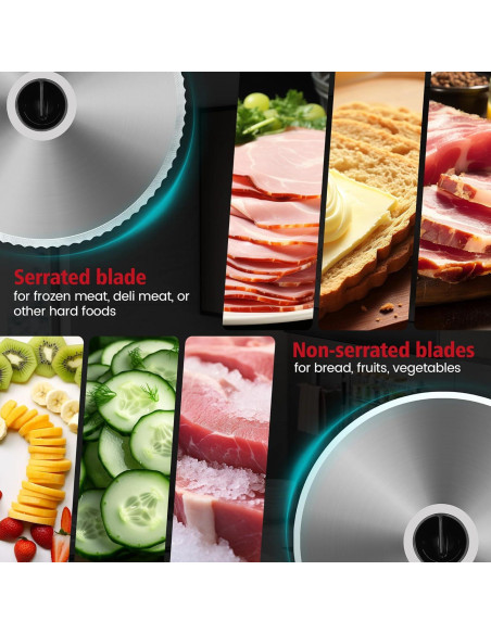 Cortadora de Carne BIEAMA 200W Ajustable 0-18mm 2 Cuchillas Cortadora de Carne BIEAMA 200W Ajustable 0-18mm 2 Cuchillas