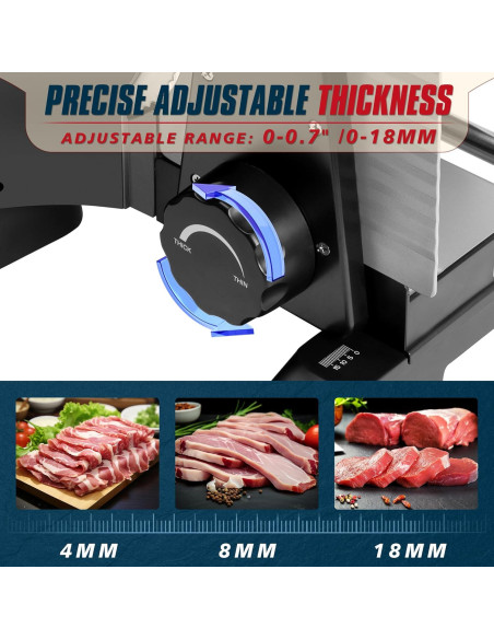 Cortadora de Carne BIEAMA 200W Ajustable 0-18mm 2 Cuchillas Cortadora de Carne BIEAMA 200W Ajustable 0-18mm 2 Cuchillas