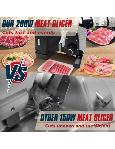 Cortadora de Carne BIEAMA 200W Ajustable 0-18mm 2 Cuchillas