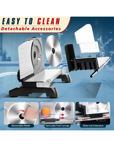 Cortadora de Carne BIEAMA 200W Ajustable 0-18mm 2 Cuchillas Cortadora de Carne BIEAMA 200W Ajustable 0-18mm 2 Cuchillas