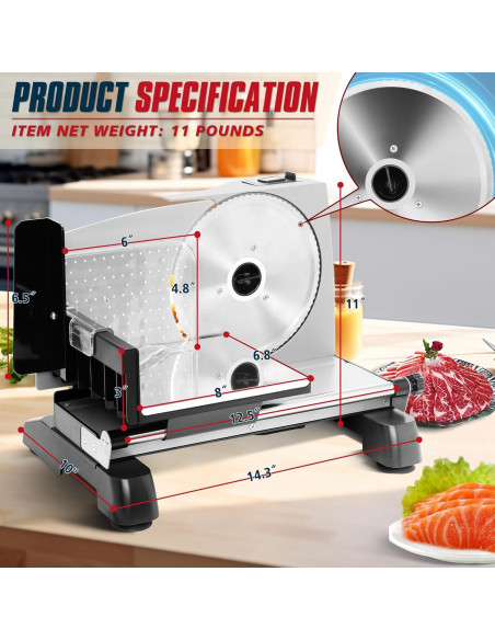 Cortadora de Carne BIEAMA 200W Ajustable 0-18mm 2 Cuchillas Cortadora de Carne BIEAMA 200W Ajustable 0-18mm 2 Cuchillas