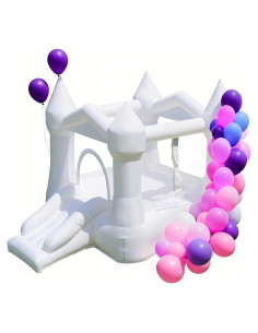 Casa Inflable AirMyFun Blanca con Tobogán para Niños 3-8 Años
