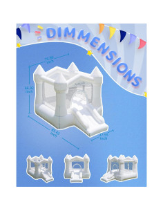 Casa Inflable AirMyFun Blanca con Tobogán para Niños 3-8 Años 2