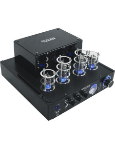 Amplificador de tubo Rockville BluTube LED + 2 Altavoces 20cm 2