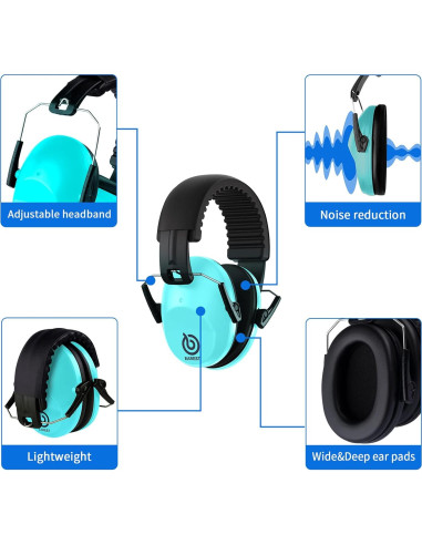Paquete de 2 Auriculares de Seguridad NRR 20dB - Azul y Verde