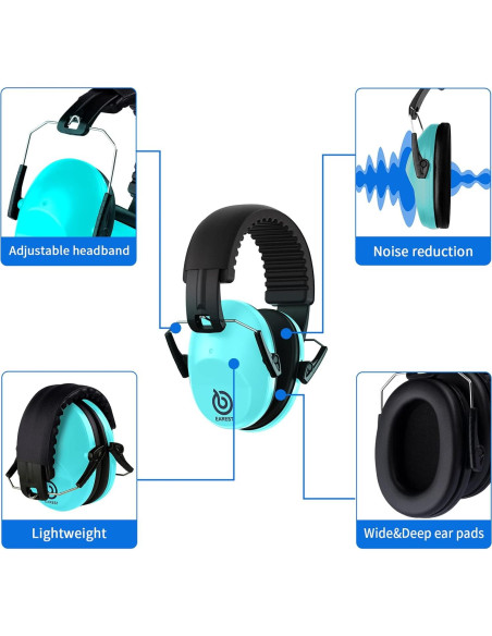 Paquete de 2 Auriculares de Seguridad NRR 20dB - Azul y Verde