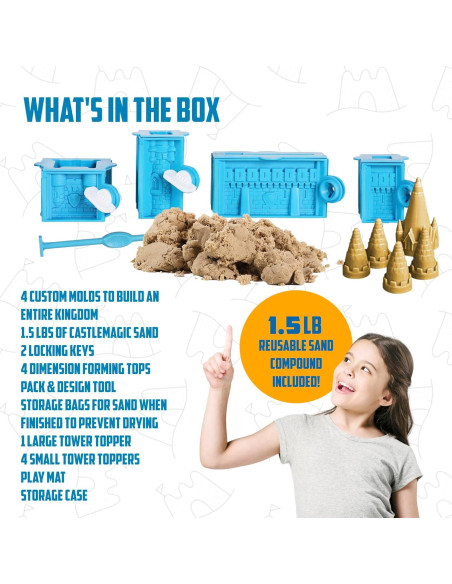 Kit de Castillo de Arena Interior Mega - 20 Piezas y 0.68 kg Arena Mágica