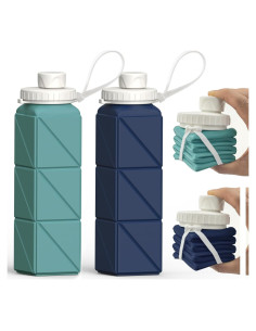 Botellas de Agua Plegables 2 Pack BEAUTAIL 610ml Silicona