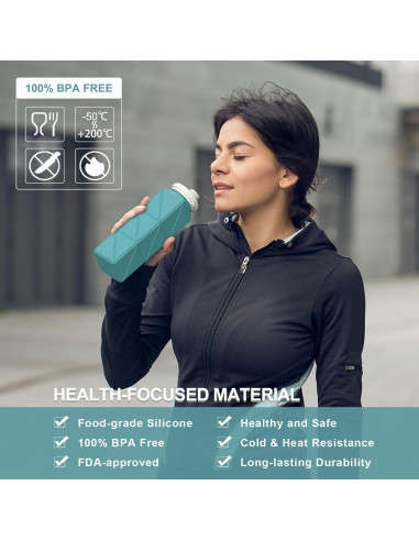 Botellas de Agua Plegables 2 Pack BEAUTAIL 610ml Silicona