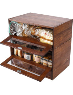 Caja de Pan de Bambú IZLIF Apilable 2 Niveles 37.6x24.9cm 2