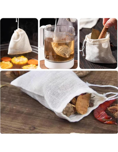 60 Bolsas de Té Reutilizables RONYOUNG 10x7.6 cm Beige