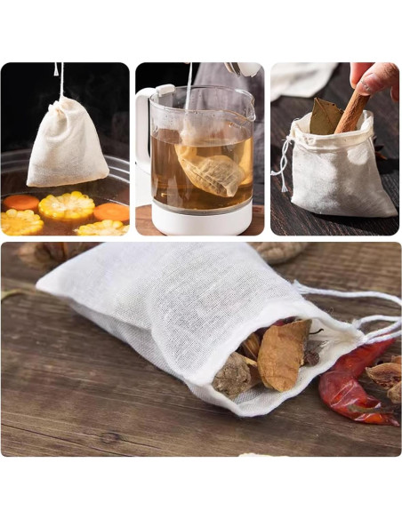 60 Bolsas de Té Reutilizables RONYOUNG 10x7.6 cm Beige