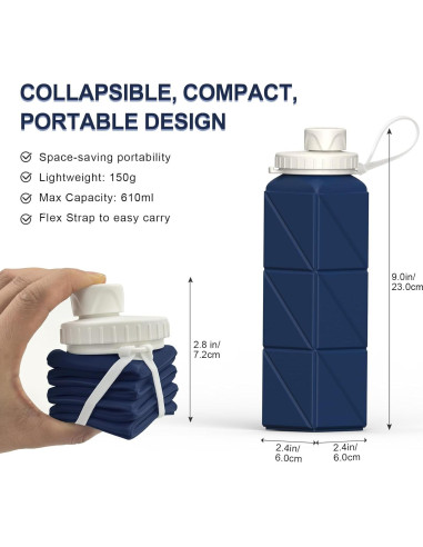 Botellas de Agua Plegables 2 Pack BEAUTAIL 610ml Silicona