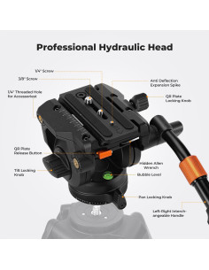 Cabezal Fluido K&F CONCEPT BV40 para Trípode 8kg 2