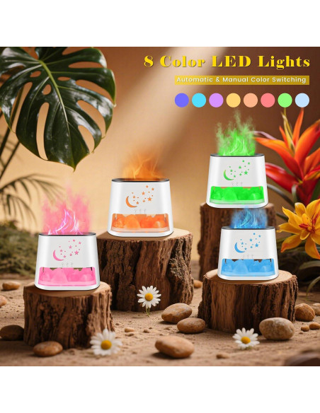 Difusor de Aceite Esencial HEEYCEM 260ml con Lámpara de Sal Difusor de Aceite Esencial HEEYCEM 260ml con Lámpara de Sal