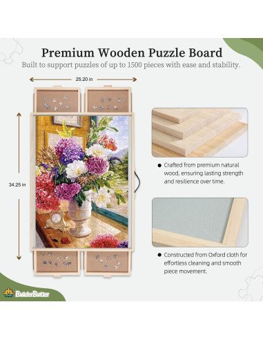 Mesa de Rompecabezas Portátil BuilderButler 1500 Piezas 87x64cm