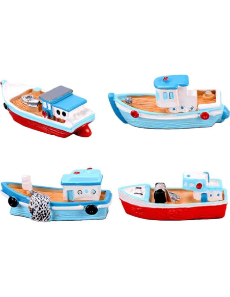 Mini Barco de Pesca Colorido Tangseajiao - 2 Pcs Decoración Mini Barco de Pesca Colorido Tangseajiao - 2 Pcs Decoración
