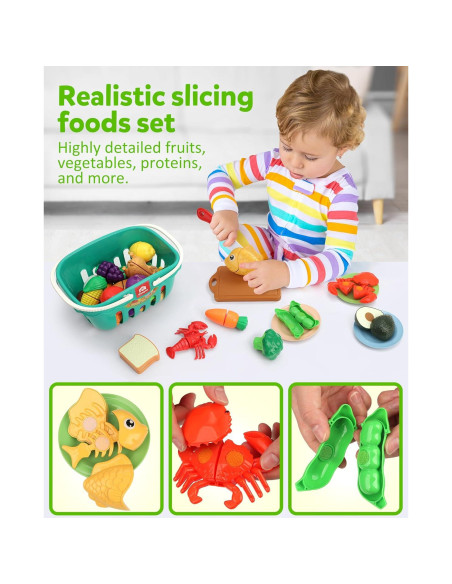 Juego de Cocina Imaginativo Coogam 25 Piezas Frutas y Verduras