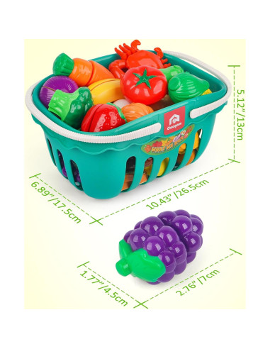 Juego de Cocina Imaginativo Coogam 25 Piezas Frutas y Verduras