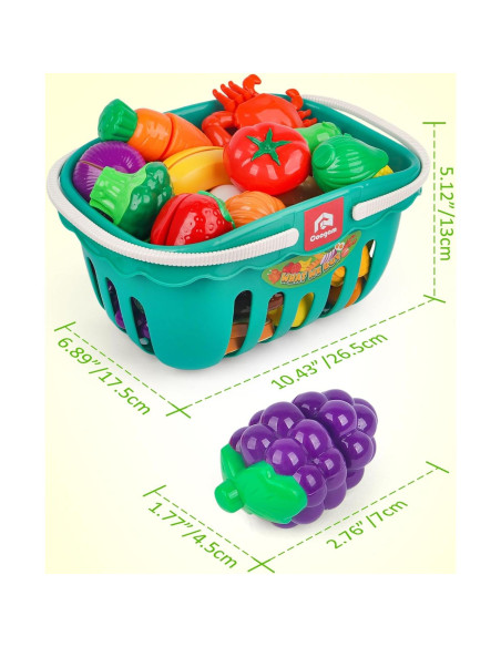 Juego de Cocina Imaginativo Coogam 25 Piezas Frutas y Verduras
