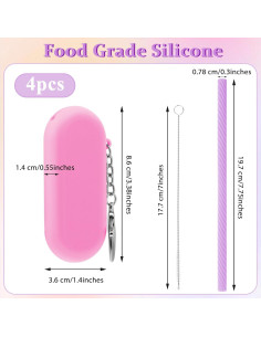 Set de 4 Popotes de Silicona Reutilizables COMNICO con Estuche 2