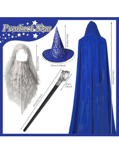 Disfraz de Mago Hicarer 4 Piezas para Adultos - Sombrero, Capa, Varita 2