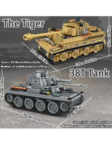 Juego de Construcción de Tanques Tigre I y 38(t) ZSFHJAZKTZKX