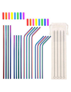 Popotes Reutilizables de Acero Inoxidable Lazycorner 16 Pcs