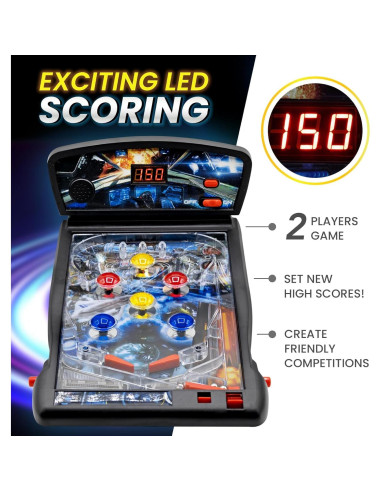 Juego de Pinball New Era Negro - Máquina Interactiva 53 cm