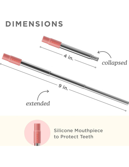 Popote Metálico Reutilizable ZOKU con Estuche Rojo 10-23 cm
