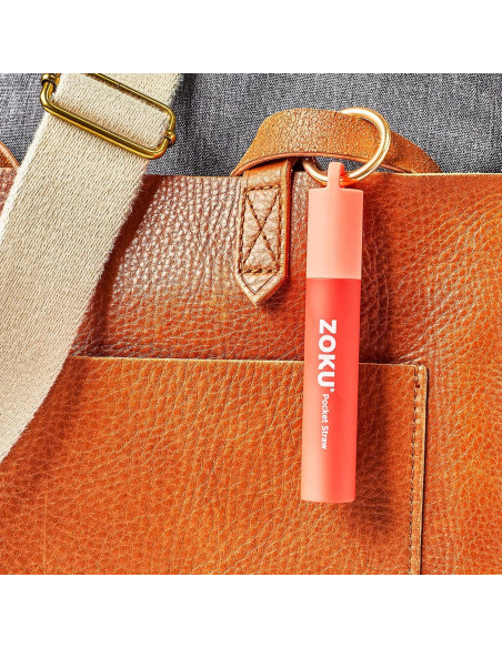 Popote Metálico Reutilizable ZOKU con Estuche Rojo 10-23 cm