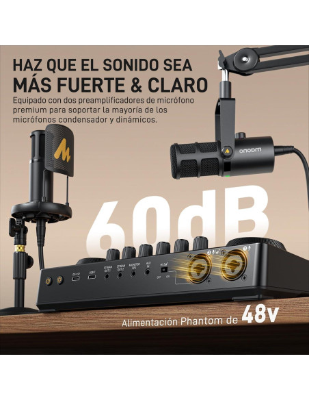 Mezclador de Audio Maono E2 Gen2 para Podcasting XLR Doble