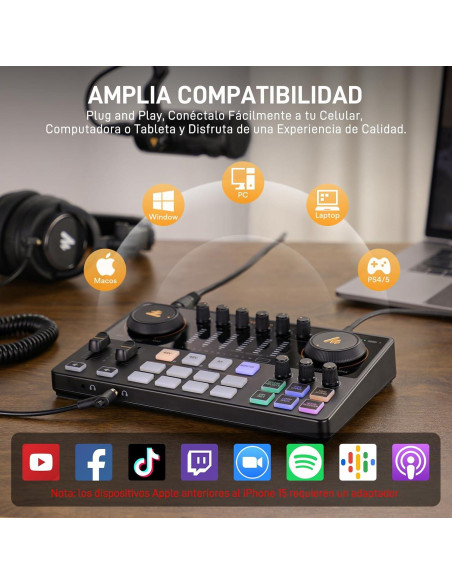 Mezclador de Audio Maono E2 Gen2 para Podcasting XLR Doble