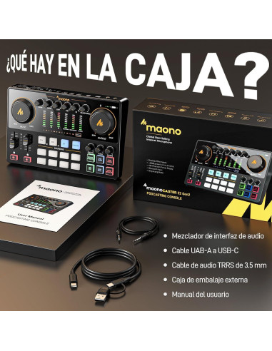 Mezclador de Audio Maono E2 Gen2 para Podcasting XLR Doble