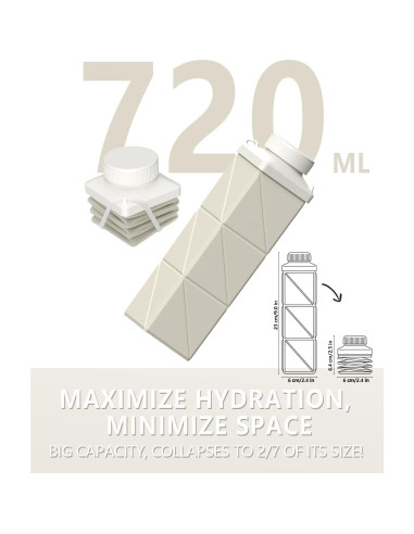 Botella de Agua Plegable 720ml BEAUTAIL Ligera y Reutilizable