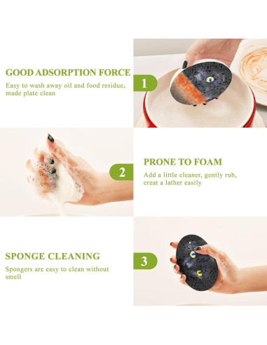 3 Esponjas de Fregar Gato Negro Jihqo 9x6.5 cm Antirayaduras