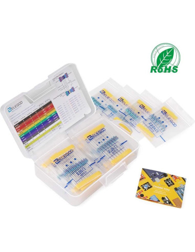 Kit de Resistencias ELEGOO 17 Valores 0-1M Ohm 525 Piezas