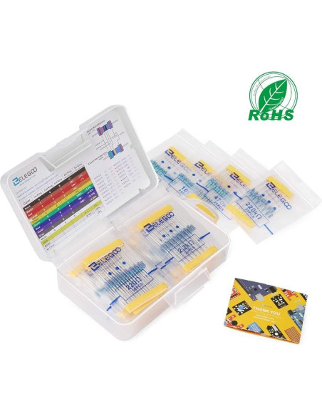 Kit de Resistencias ELEGOO 17 Valores 0-1M Ohm 525 Piezas