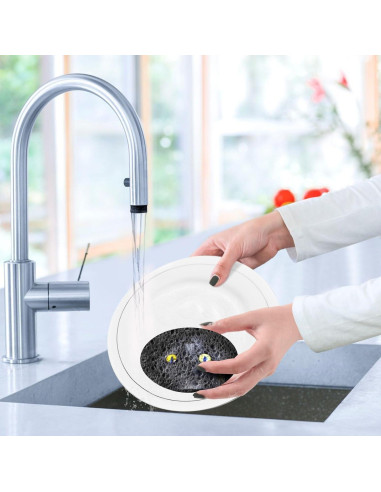 3 Esponjas de Fregar Gato Negro Jihqo 9x6.5 cm Antirayaduras