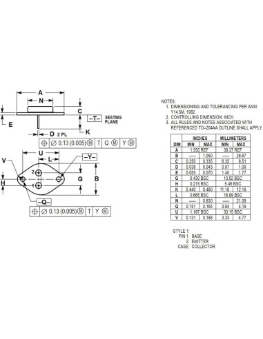 Transistor PNP MJ2955 10pcs 15A 60V TO-3 Bridgold