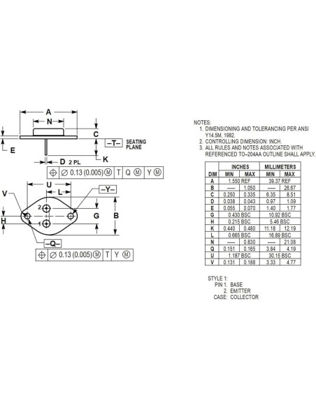 Transistor PNP MJ2955 10pcs 15A 60V TO-3 Bridgold