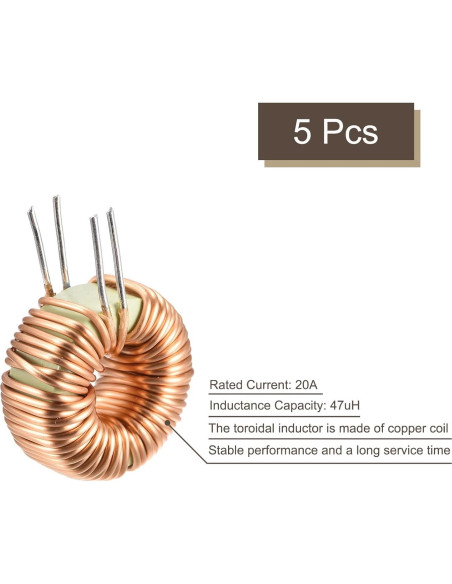 Bobina de Inductancia Toroidal MECCANIXITY 47uH 20A - Paquete de 5