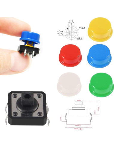 Kit de 50 Botones Táctiles WZNTPJS para Breadboard DIY
