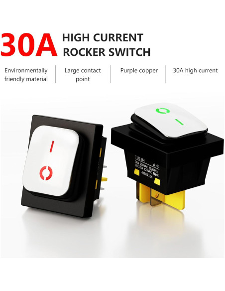 Interruptor de Palanca FILN KCD4 DPST 30A IP67 Rojo 110-220V