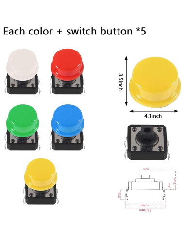 Kit de 50 Botones Táctiles WZNTPJS para Breadboard DIY