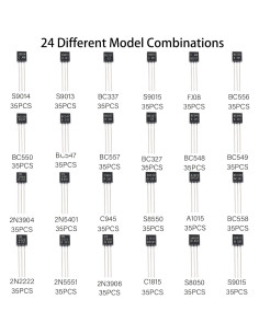 Kit de 840 Transistores TO-92 Yetaida - 24 Tipos NPN/PNP 2